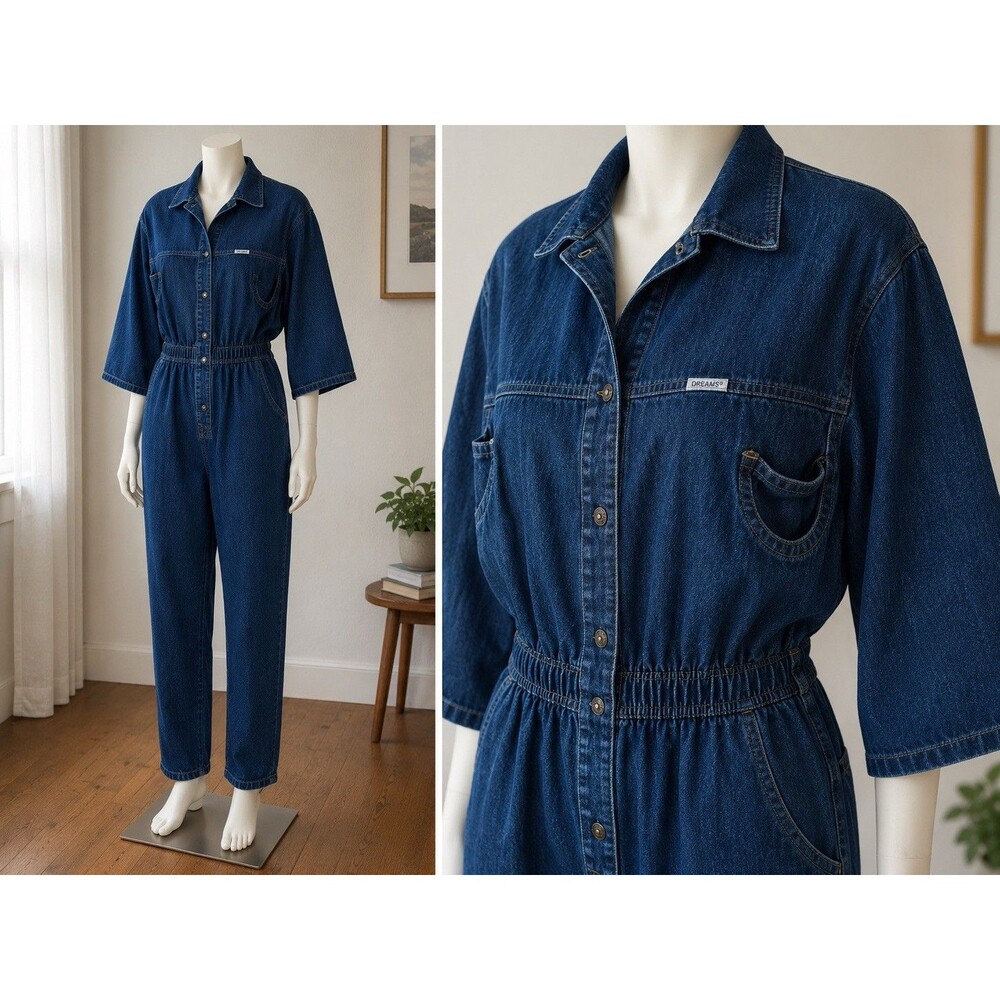 Vintage Dreams Denim Jumpsuit‎ Long Romper 80’s Size M